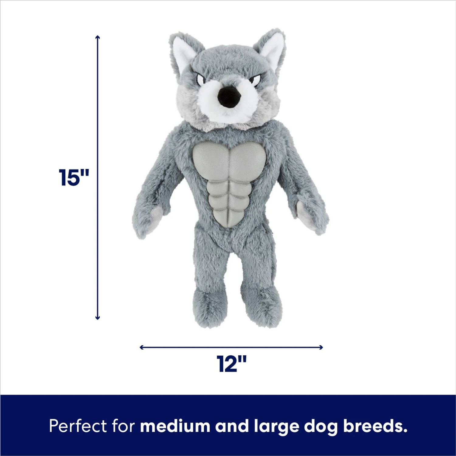 Frisco Wolf Muscle Plush Squeaky Dog Toy 4 Frisco Wolf Muscle Plush Squeaky Dog Toy - Image 2