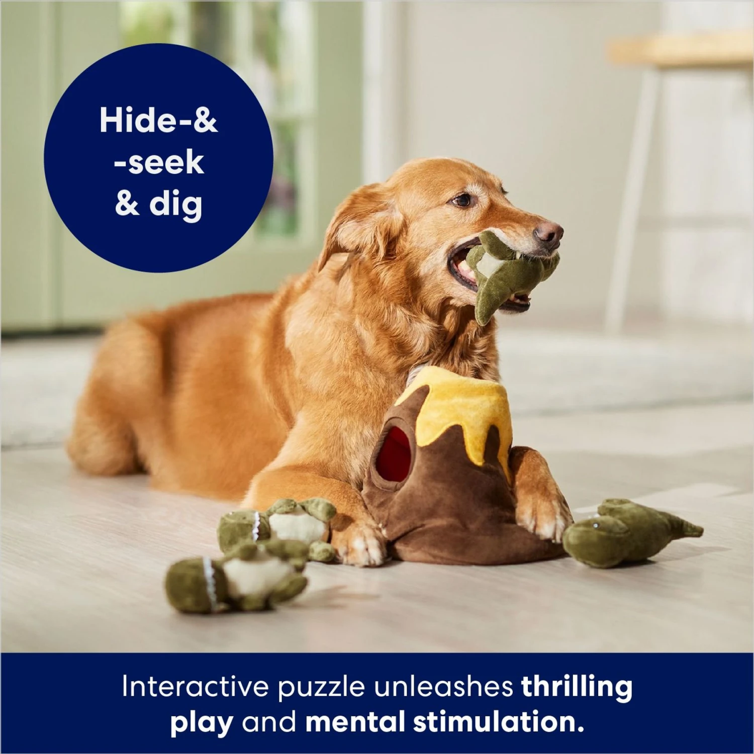 Frisco Volcano Hide & Seek Puzzle Plush Squeaky Dog Toy 6 Frisco Volcano Hide & Seek Puzzle Plush Squeaky Dog Toy - Image 4