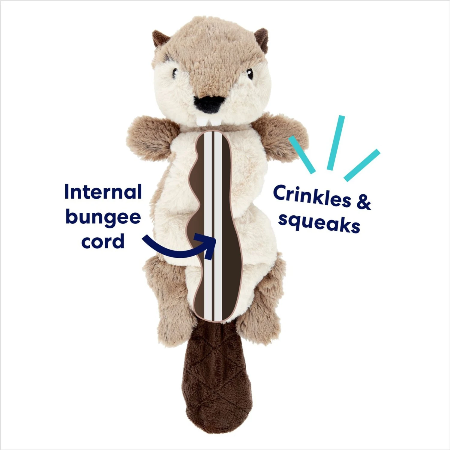 Frisco Beaver Bungee Plush Squeaky Dog Toy 5 Frisco Beaver Bungee Plush Squeaky Dog Toy - Image 3