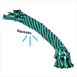 Frisco Flat Teal & Gray Braided Rope Squeaky Fetch Dog Toy -Chewy 242127 PT2. AC SS1800 V1695748438