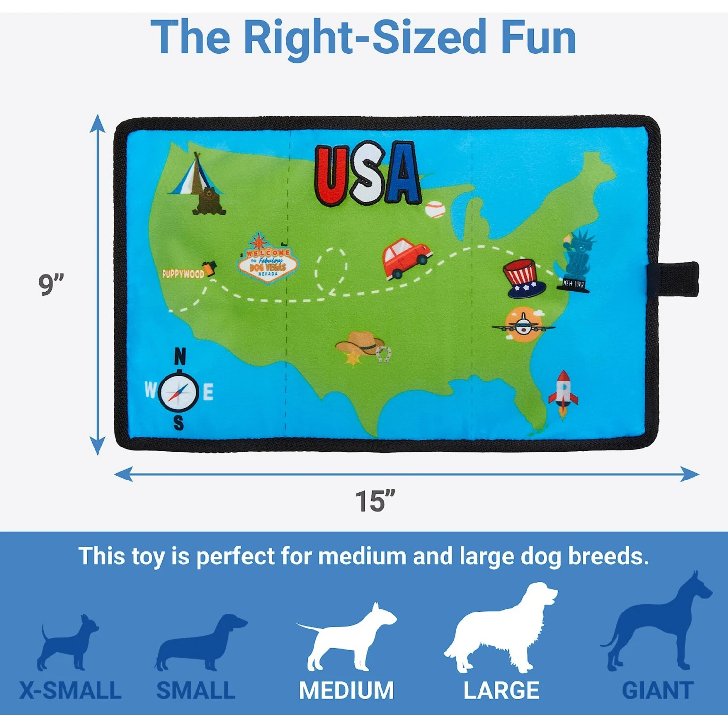 Frisco Road Trip Foldable Map Flat Plush Squeaky Dog Toy 4 Frisco Road Trip Foldable Map Flat Plush Squeaky Dog Toy - Image 2