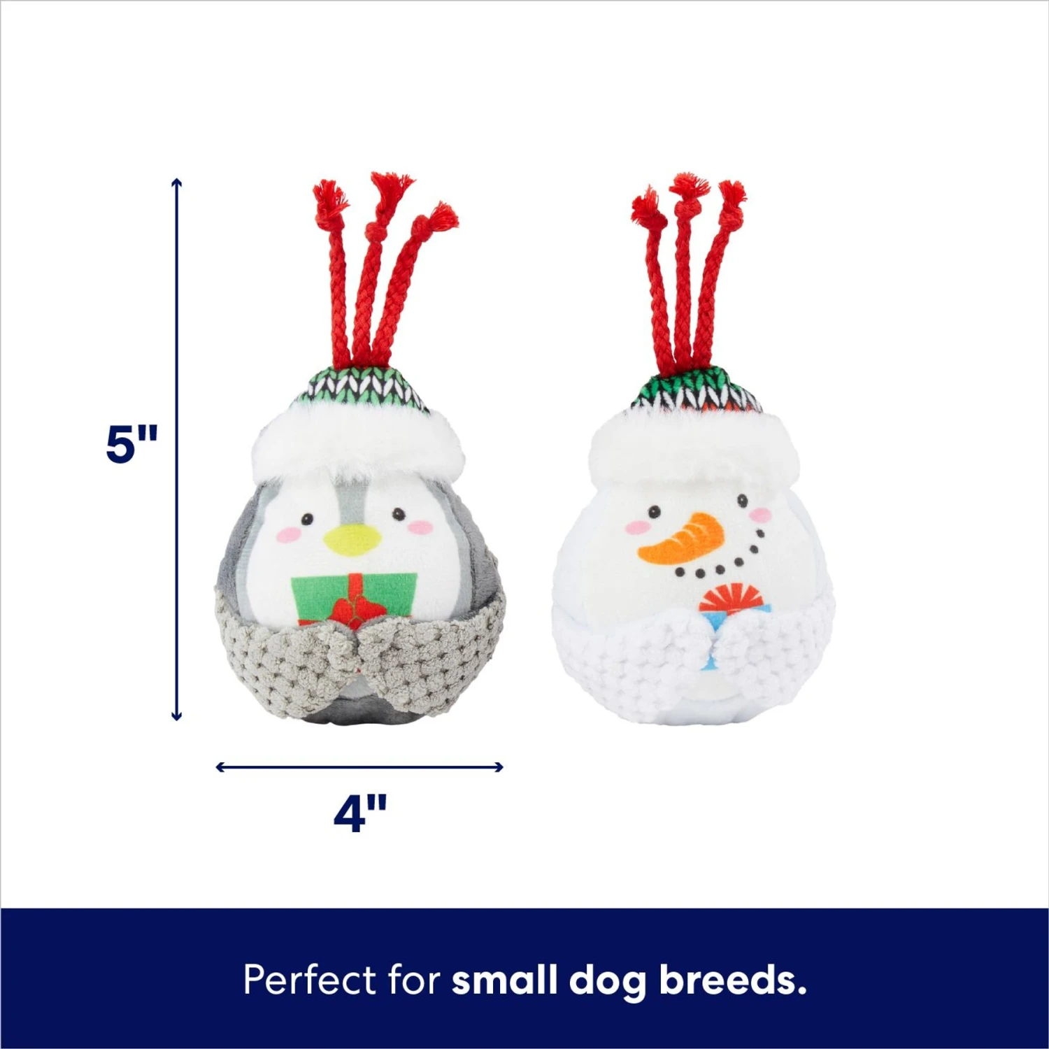 Frisco Holiday Penguin & Snowman Plush Squeaky Dog Toy 4 Frisco Holiday Penguin & Snowman Plush Squeaky Dog Toy - Image 2