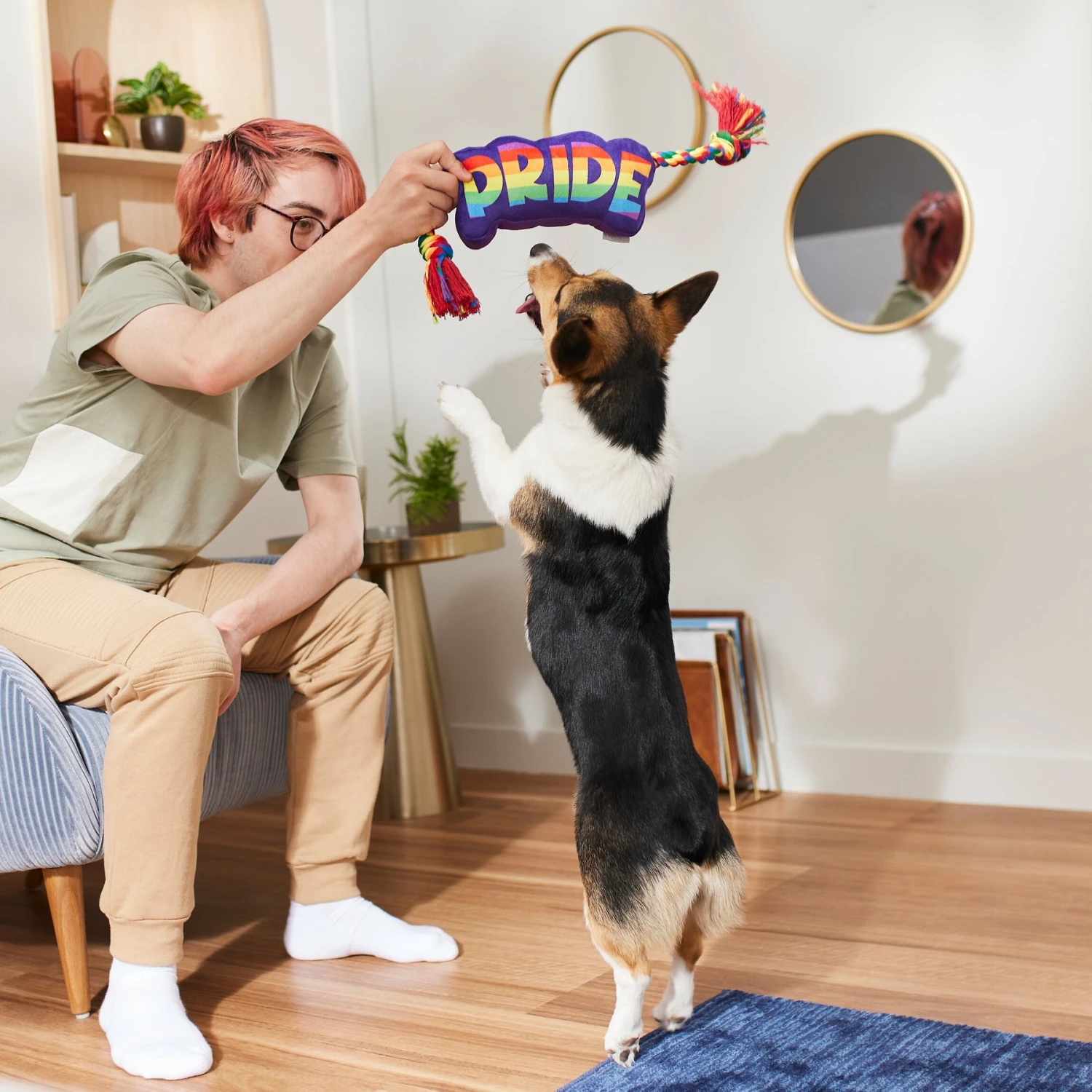 Frisco Pride Plush With Rope Squeaky Dog Toy 5 Frisco Pride Plush With Rope Squeaky Dog Toy - Image 3