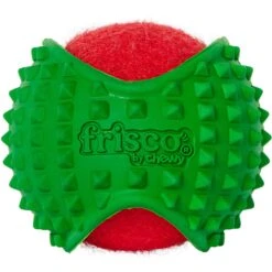 Frisco Holiday Fetch Squeaky Tennis Ball With Rubber Sleeve Dog Toy