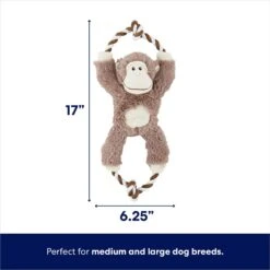 Frisco Monkey Plush With Rope Squeaky Dog Toy & Frisco Cow Plush With Inside Rope Squeaky Dog Toy -Chewy 961998 PT2. AC SS1800 V1694784008