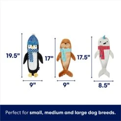 Frisco Holiday Ho Ho Ho Fetch Squeaky Tennis Ball Dog Toy & Frisco Holiday Arctic Friends Stuffing-Free Skinny Plush Squeaky Dog Toy -Chewy 986310 PT6. AC SS1800 V1698258464